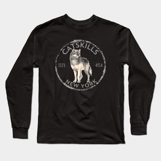 Catskill Mountains Resorts New York Hiking Mountain Backpacking Long Sleeve T-Shirt by Pine Hill Goods